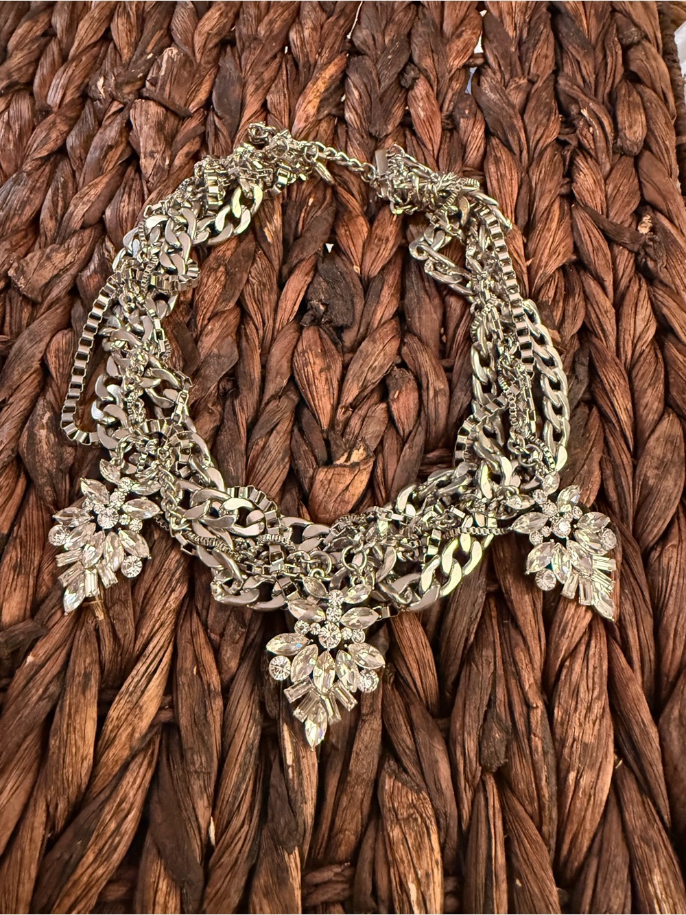 Macy's Silver-Tone Crystal Floral Statement Necklace